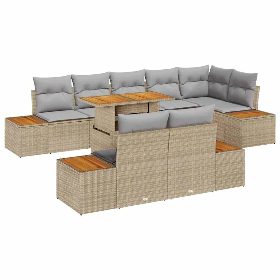 Ensemble de canapé de jardin 9 pc Beige et gris - 2
