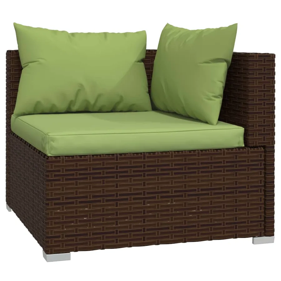 Salon de jardin 8 pcs avec coussins Résine tressée Marron - 3