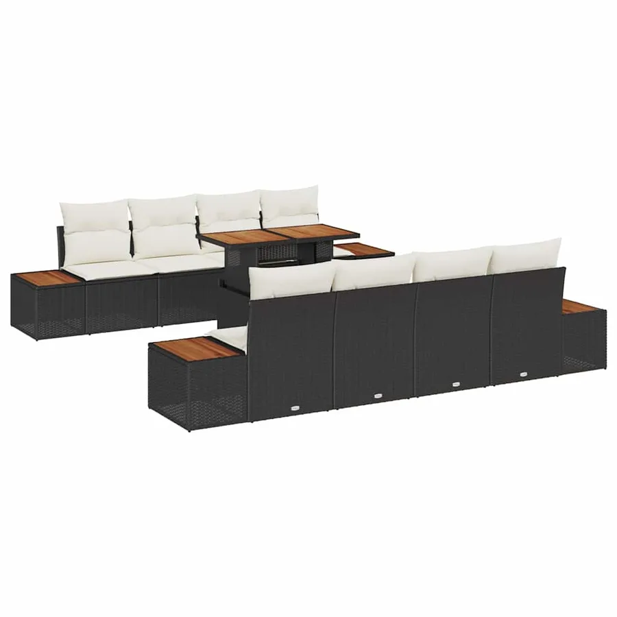 Ensemble de canapé de jardin 9 pc Noir et Beige - 2