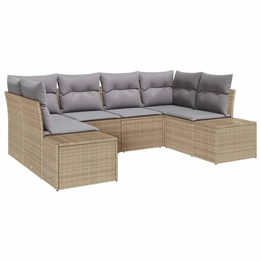 Ensemble de canapé de jardin 6 pcs Beige et Gris clair - 2