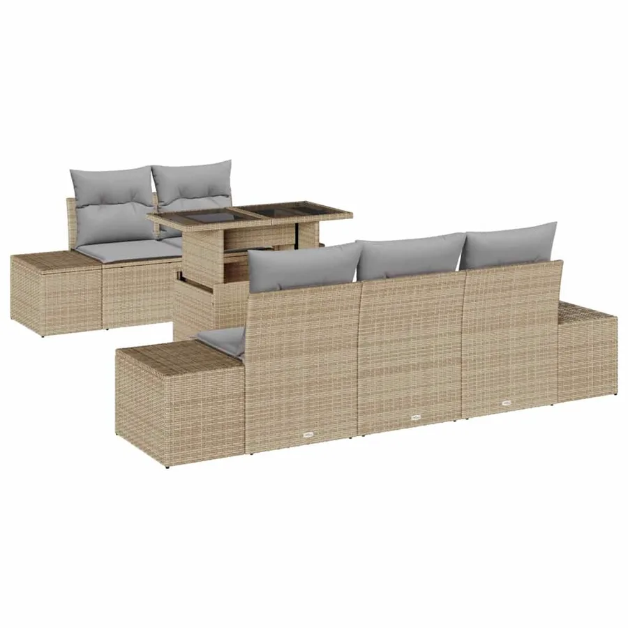 Ensemble de canapé de jardin Réglable 6 pcs Beige et Gris clair - 2