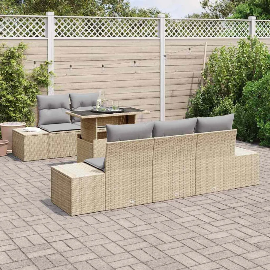 Ensemble de canapé de jardin Réglable 6 pcs Beige et Gris clair - 3