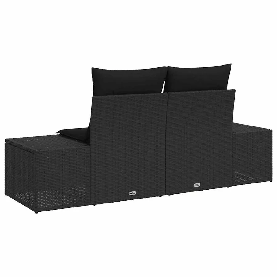Canapé de jardin avec coussin Noir 184 x 62 x 69 cm polyrotin - 4