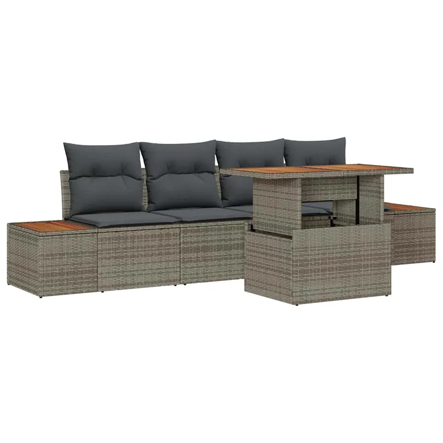 Ensemble de canapé de jardin 5 pc Gris et marron - 2