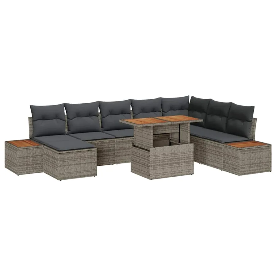 Ensemble de canapé de jardin 9 pcs Gris et marron