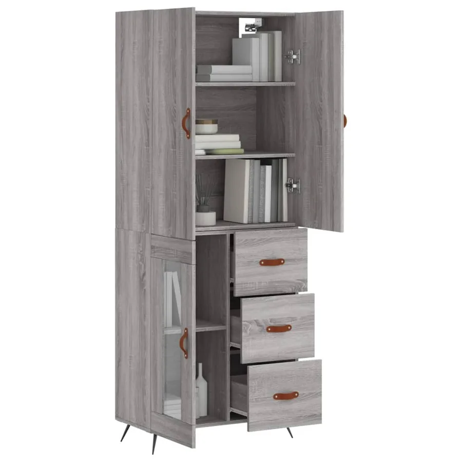 Buffet haut Sonoma gris 69,5x34x180 cm Bois d'ingénierie - 12