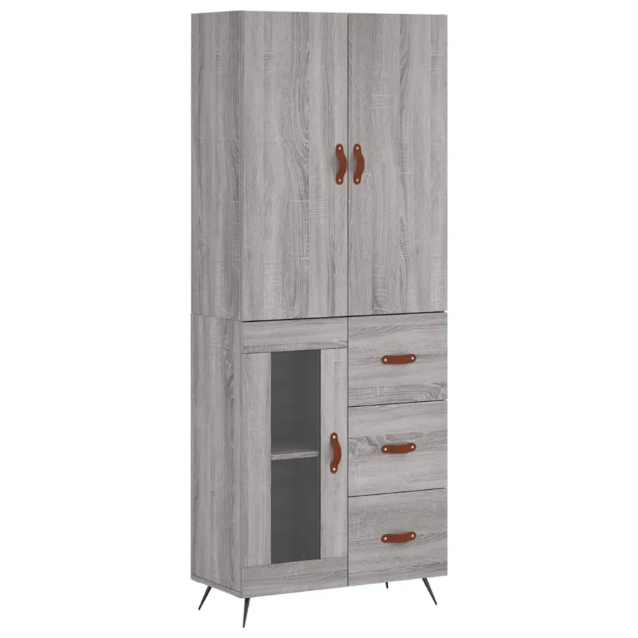 Buffet haut Sonoma gris 69,5x34x180 cm Bois d'ingénierie - 2