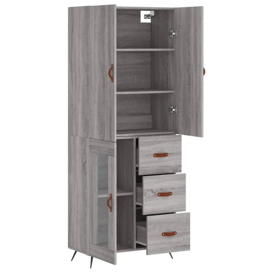 Buffet haut Sonoma gris 69,5x34x180 cm Bois d'ingénierie - 3