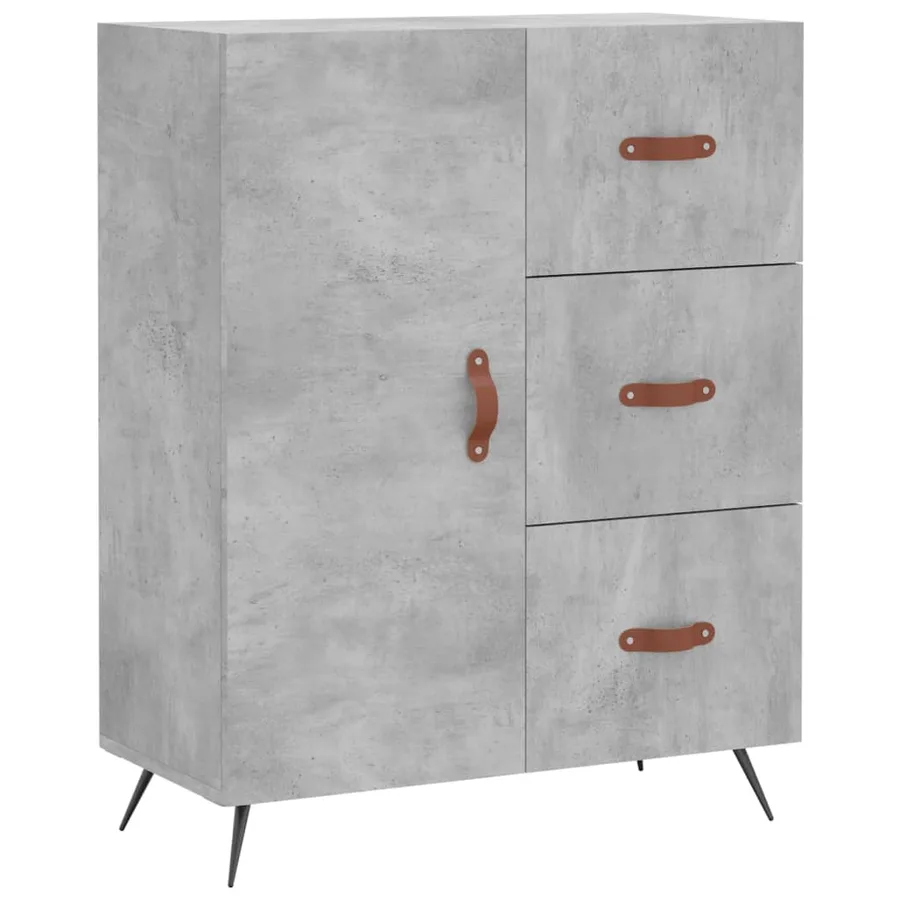 Buffet haut Gris béton 69,5x34x180 cm Bois d'ingénierie - 7