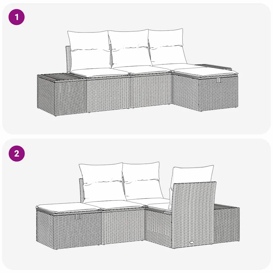 Ensemble de Canapés avec coussin 4 pcs polyrotin - 7