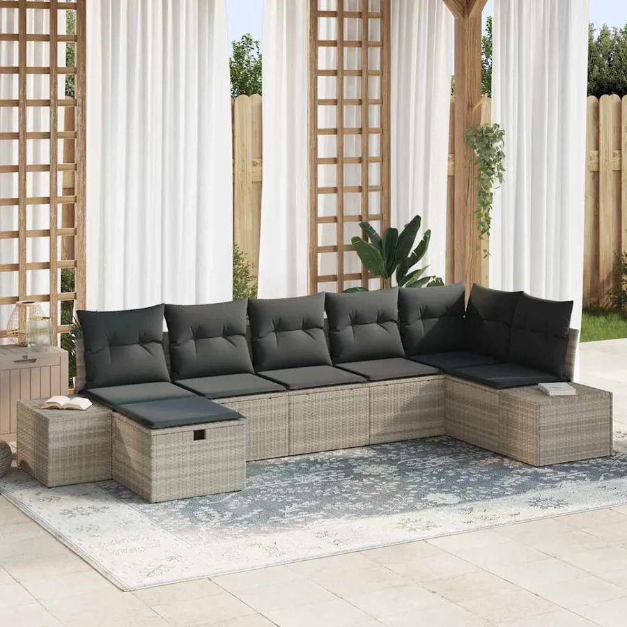 Ensemble de Canapés avec coussin 8 pcs polyrotin