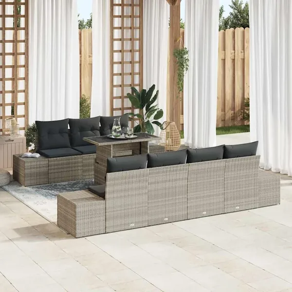 Ensemble de canapé de jardin 8 pcs Gris clair et gris foncé