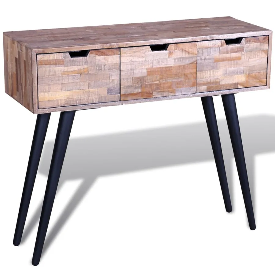 Table console avec 3 tiroirs Bois de teck recyclé - 6