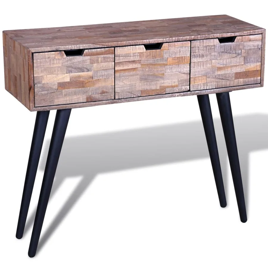 Table console avec 3 tiroirs Bois de teck recyclé - 7