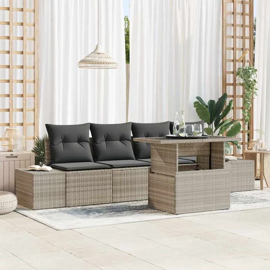 Ensemble de canapé de jardin 5 pcs Gris clair et gris foncé