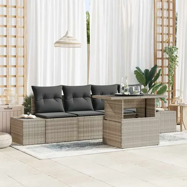 Ensemble de canapé de jardin 5 pcs Gris clair et gris foncé