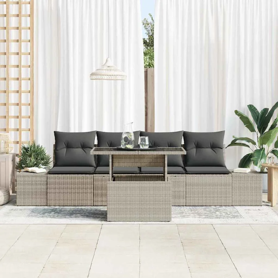 Ensemble de canapé de jardin 5 pcs Gris clair et gris foncé - 3