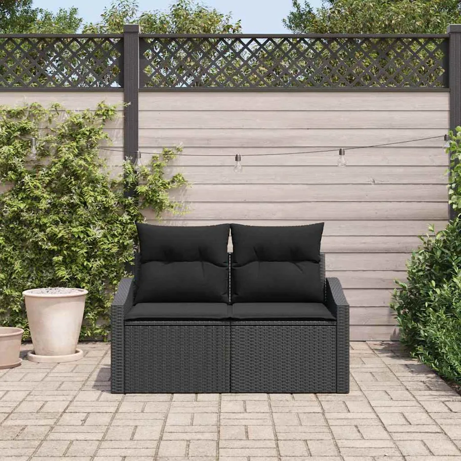 Canapé de jardin avec coussin 123 x 62 x 69 cm polyrotin - 3