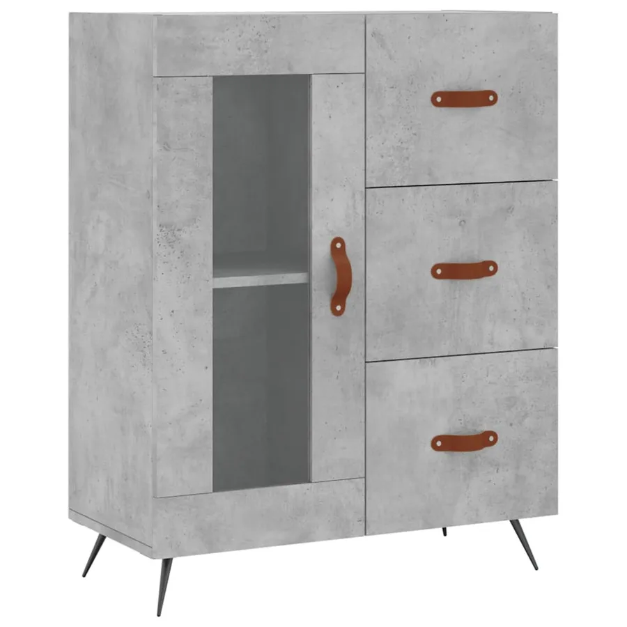 Buffet haut Gris béton 69,5x34x180 cm Bois d'ingénierie - 7