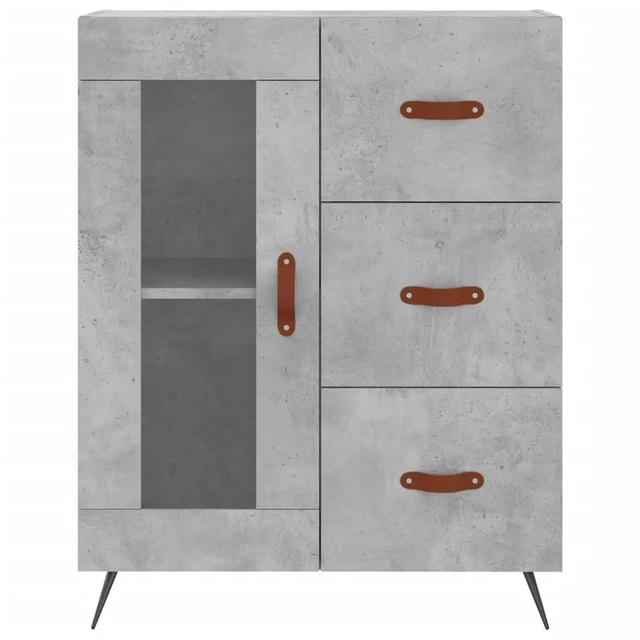 Buffet haut Gris béton 69,5x34x180 cm Bois d'ingénierie - 8