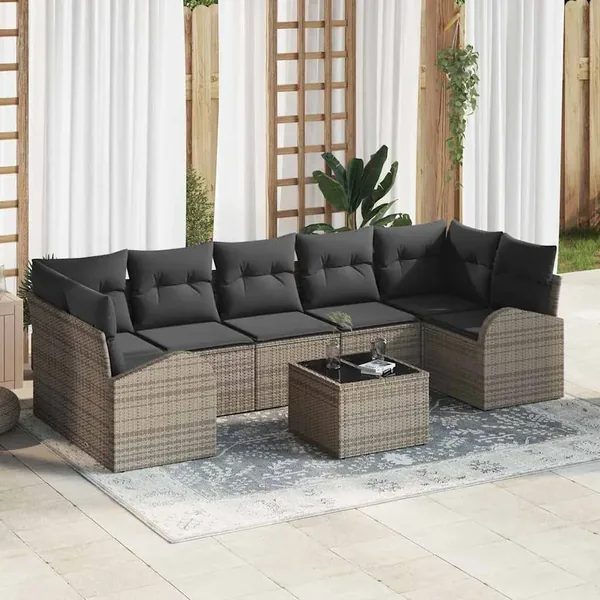 Ensemble de canapé de jardin Gris 55 x 55 x 37 cm polyrotin