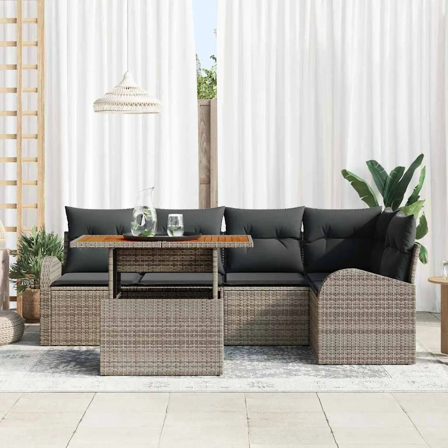 Ensemble de canapé de jardin avec coussin 6 pcs Gris - 3