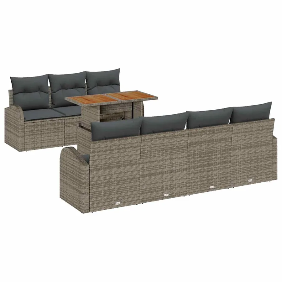 Ensemble de canapé de jardin avec coussin 8 pcs Gris - 2