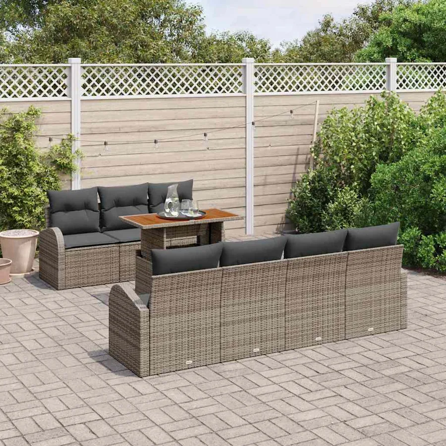 Ensemble de canapé de jardin avec coussin 8 pcs Gris - 3