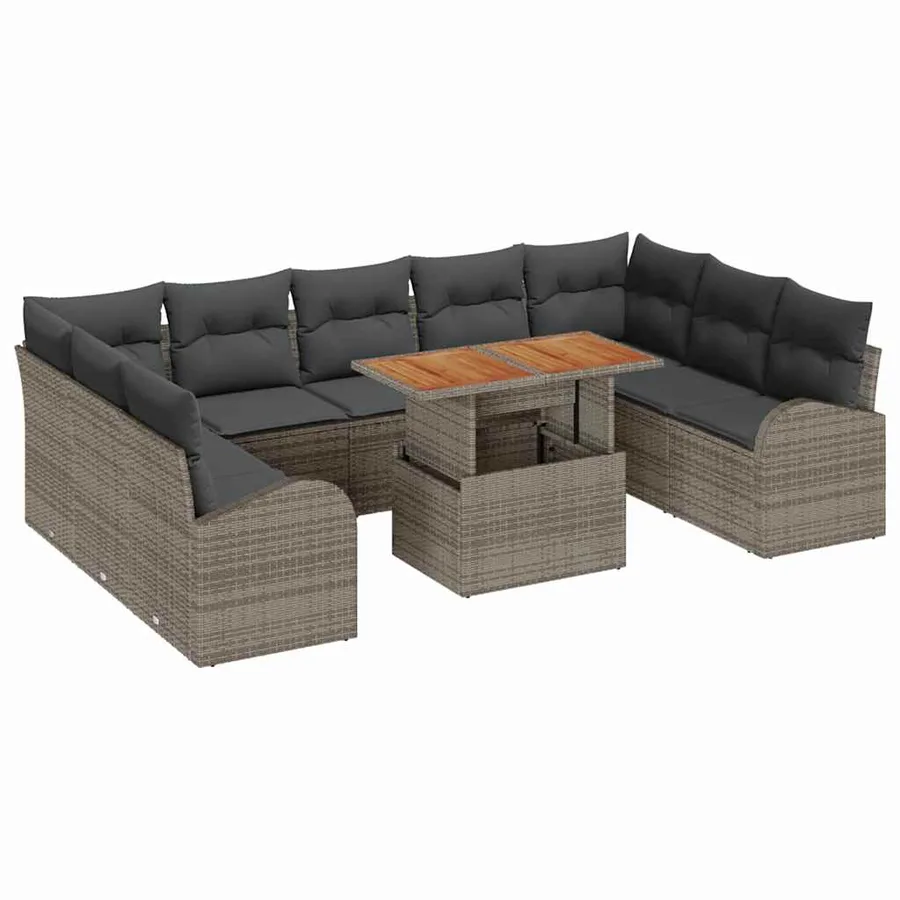 Ensemble de canapé de jardin avec coussin 10 pcs Gris - 2