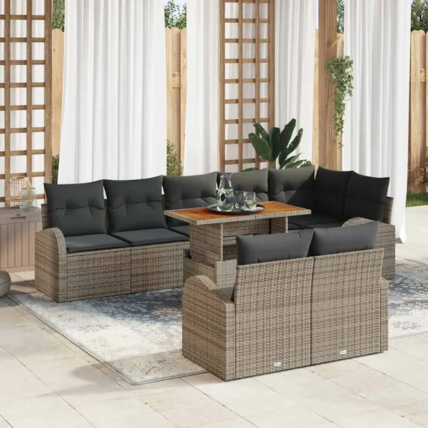 Ensemble de canapé de jardin avec coussin 9 pcs Gris