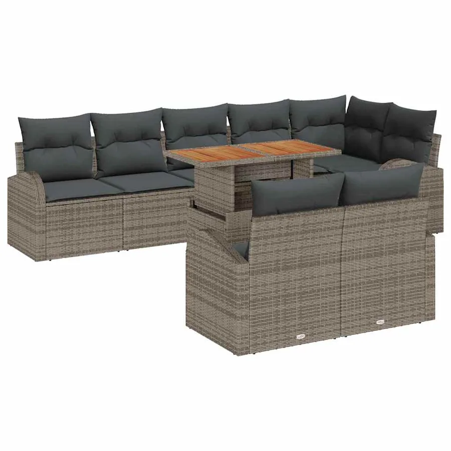 Ensemble de canapé de jardin avec coussin 9 pcs Gris - 2