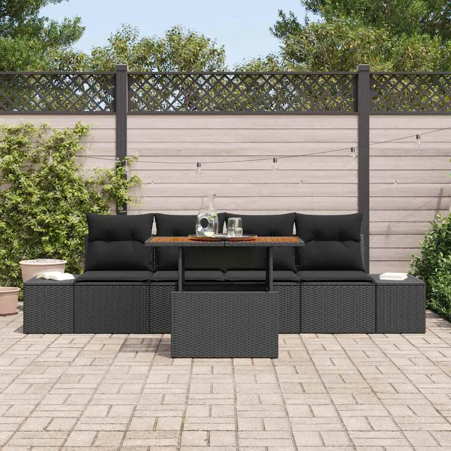 Ensemble de canapé de jardin 5 pc Noir et Marron - 3