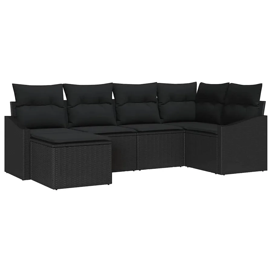Ensemble de salle à manger pour jardin avec coussin 6 pcs Noir - 2
