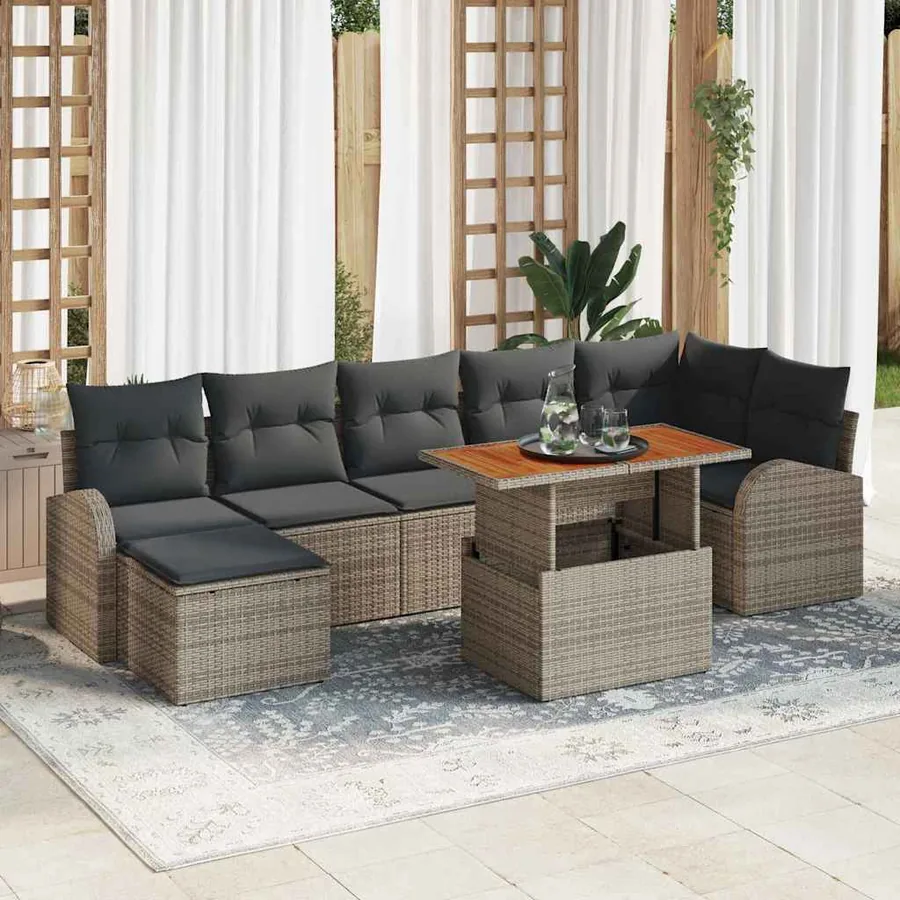 Ensemble de canapé de jardin avec coussin 8 pcs Gris
