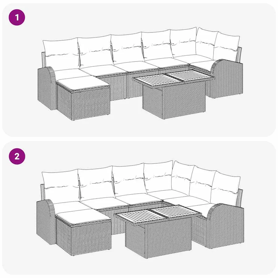 Ensemble de canapé de jardin avec coussin 8 pcs Gris - 13