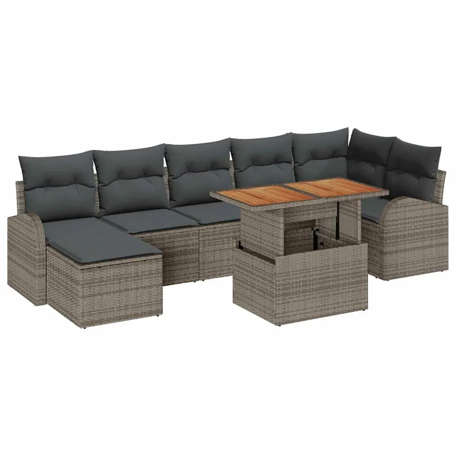 Ensemble de canapé de jardin avec coussin 8 pcs Gris - 2