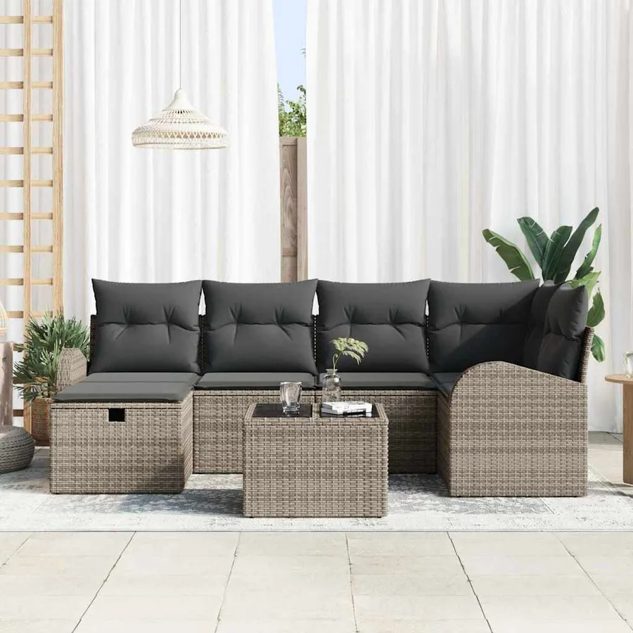 Ensemble de Canapés avec coussin avec stockage Gris polyrotin - 3