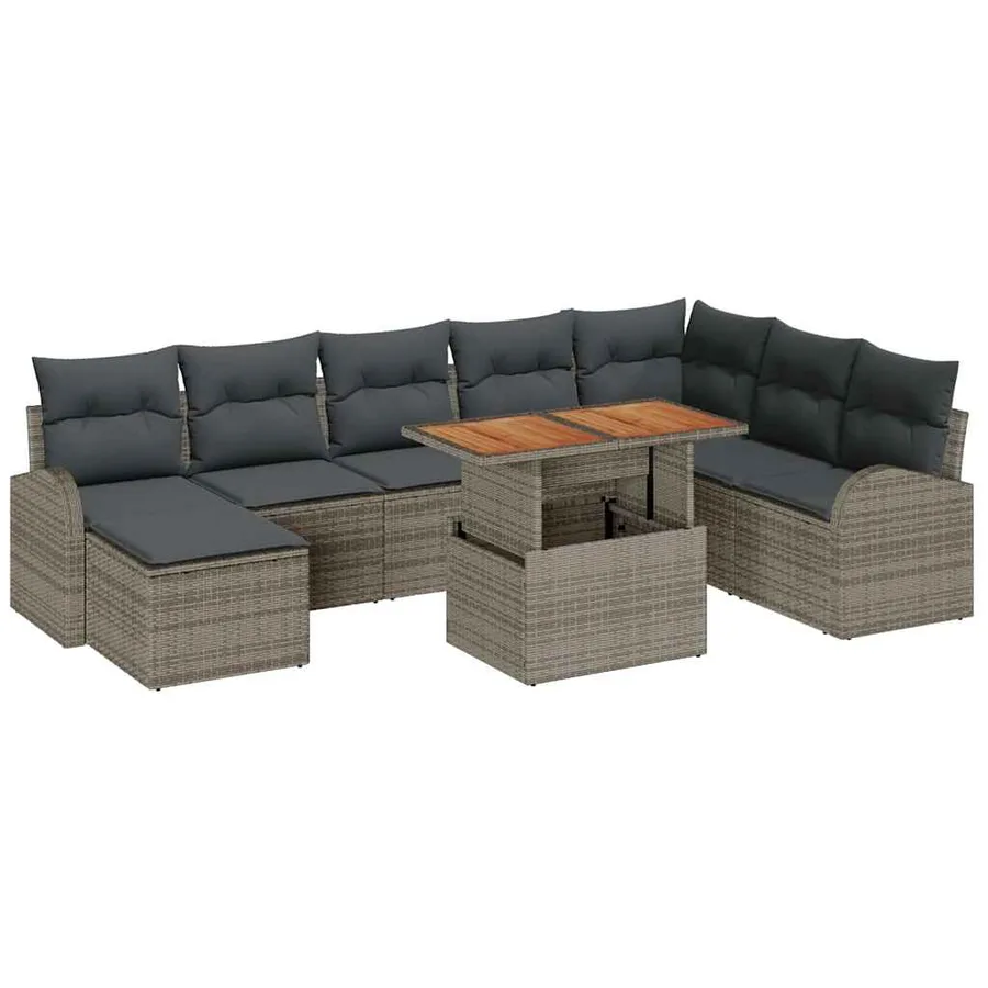 Ensemble de canapé de jardin avec coussin 9 pcs Gris - 2
