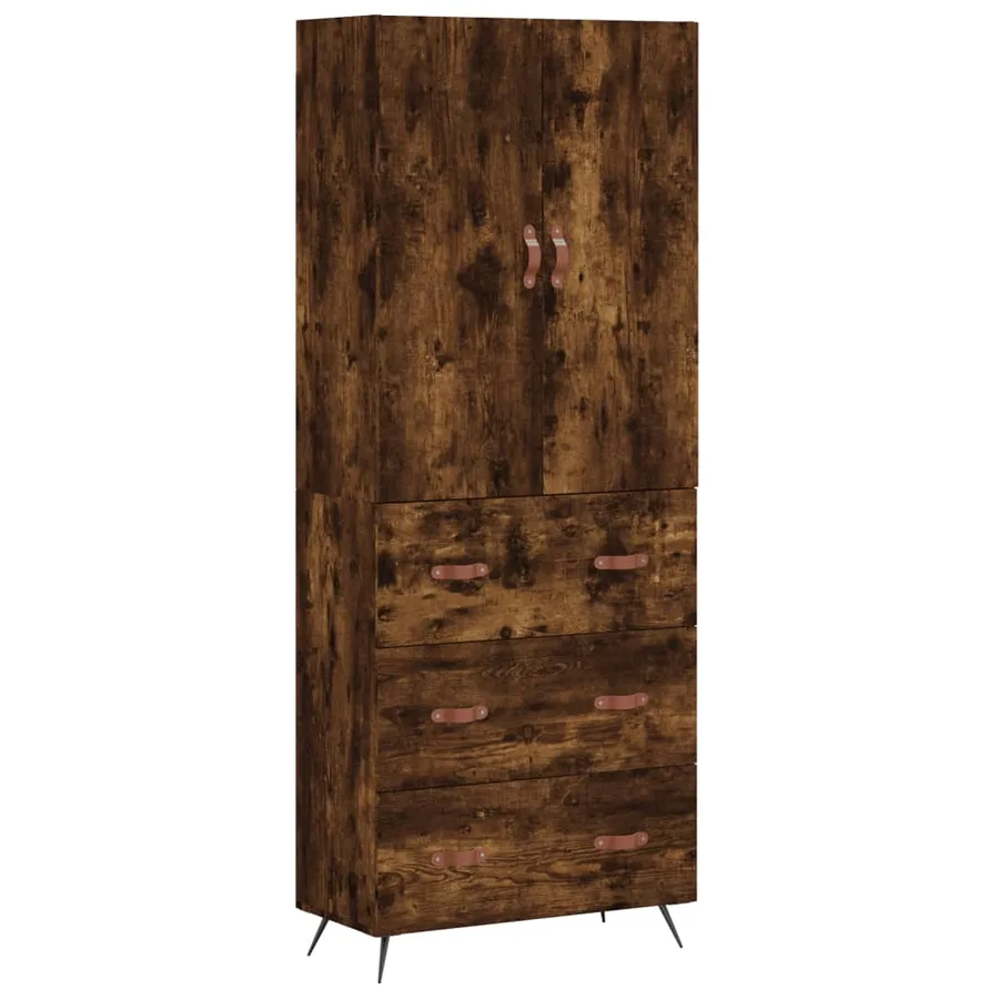 Buffet haut Chêne fumé 69,5x34x180 cm Bois d'ingénierie - 2
