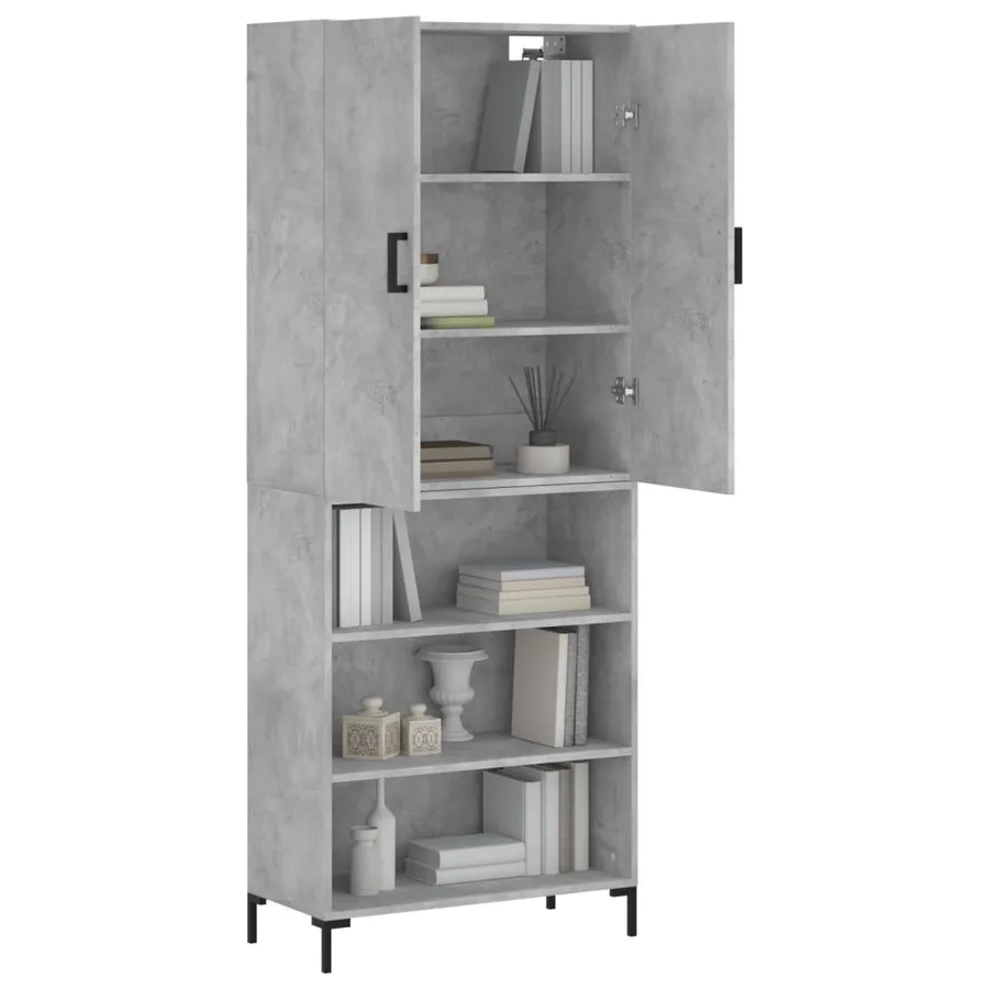 Buffet haut Gris béton 69,5x34x180 cm Bois d'ingénierie - 3