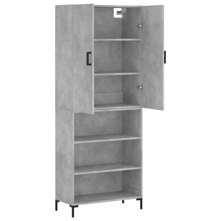Buffet haut Gris béton 69,5x34x180 cm Bois d'ingénierie - 4