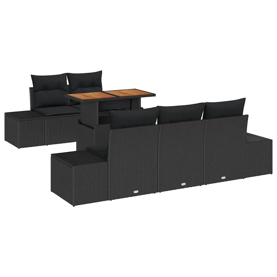 Ensemble de canapé de jardin 6 pc Noir et Marron - 2