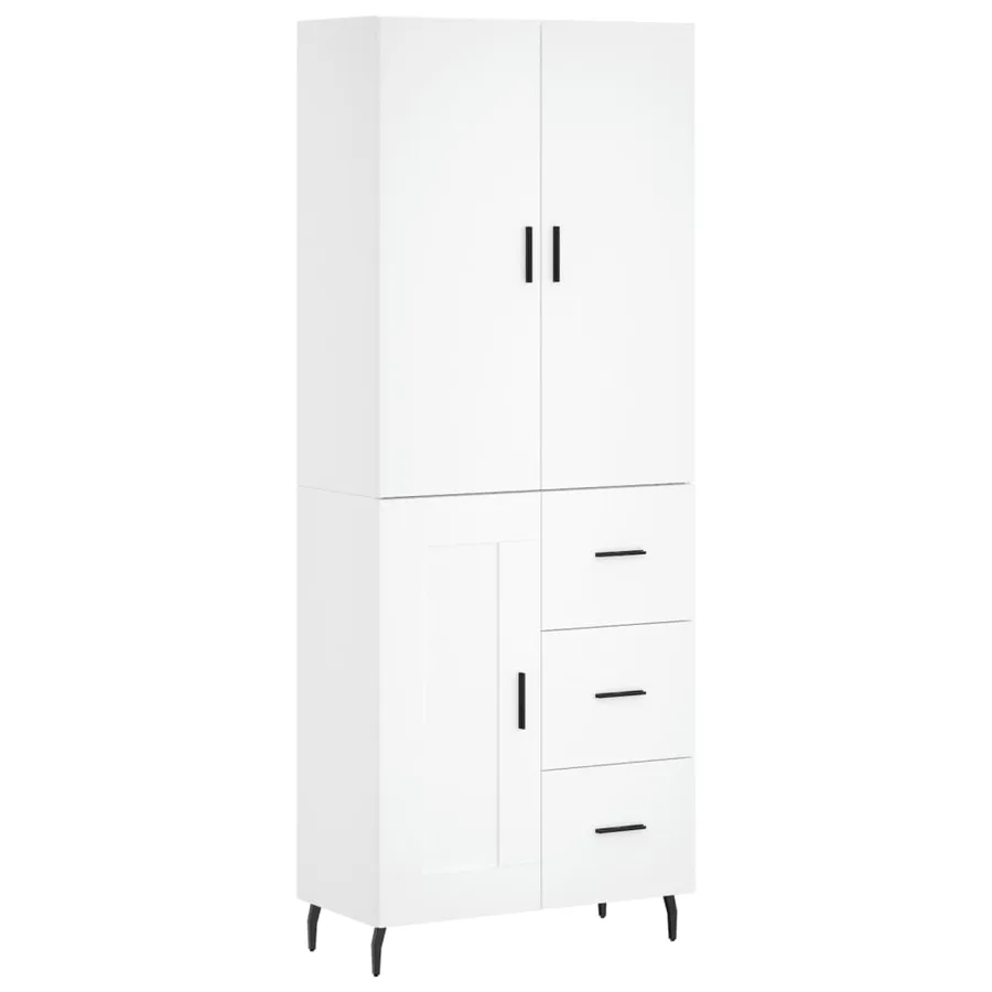 Buffet haut Blanc 69,5x34x180 cm Bois d'ingénierie - 2