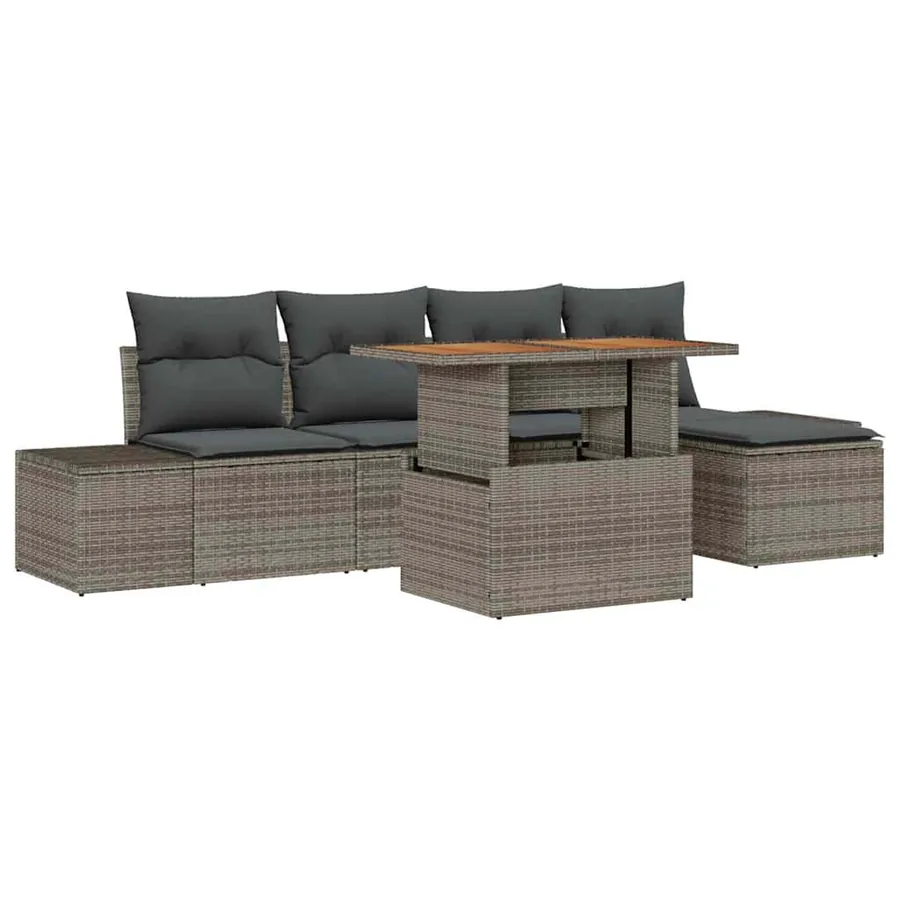 Ensemble de canapé de jardin 6 pcs Gris et marron - 2