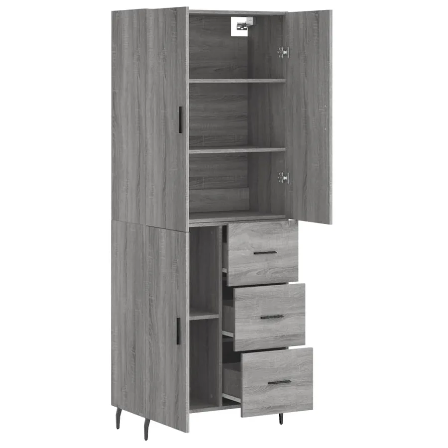 Buffet haut Sonoma gris 69,5x34x180 cm Bois d'ingénierie - 4