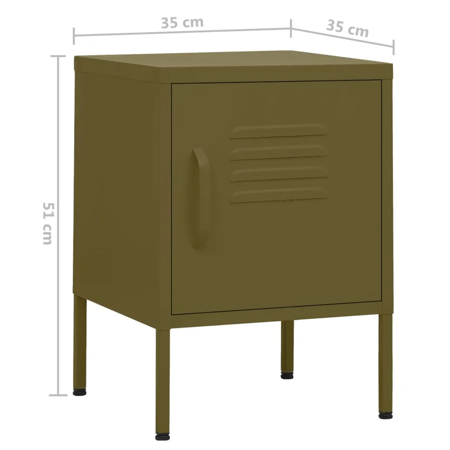 Table de chevet Vert olive 35x35x51 cm Acier - 9