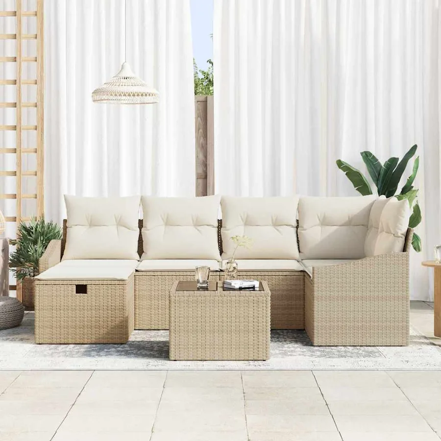 Ensemble de Canapés avec coussin 6 pcs polyrotin - 3