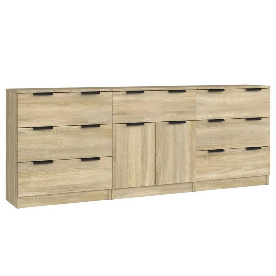 Buffets 3 pcs Chêne sonoma Bois d'ingénierie - 2