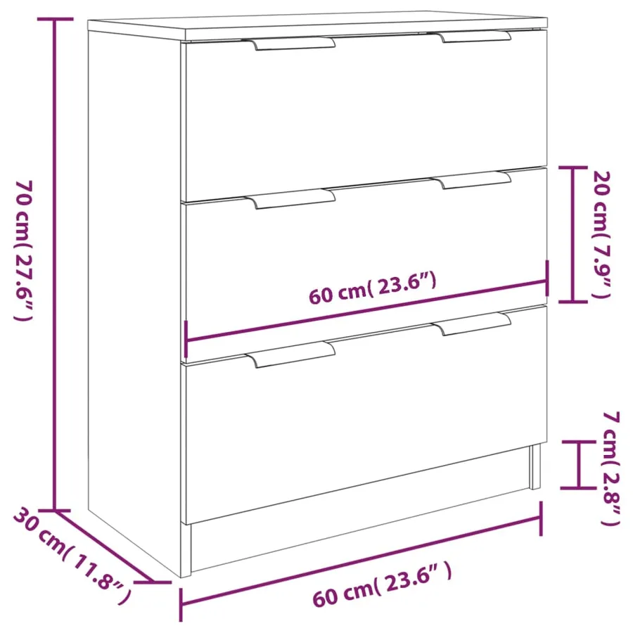 Buffets 3 pcs Chêne sonoma Bois d'ingénierie - 6