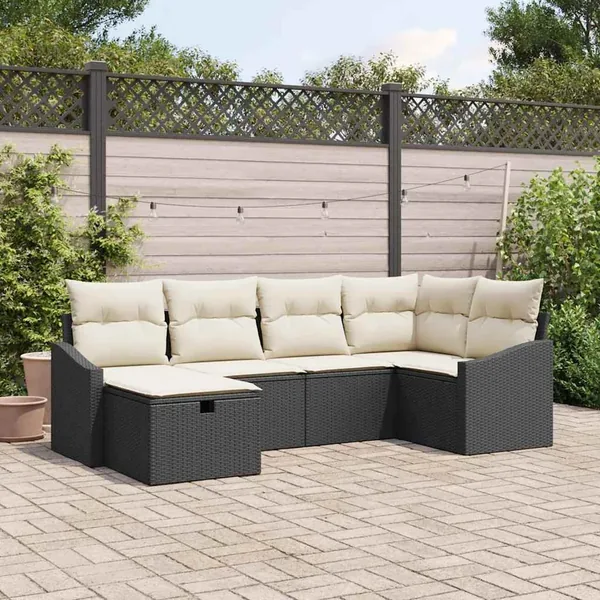 Ensemble de Canapés avec coussin 7 pcs polyrotin